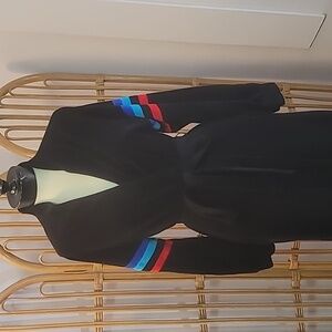 VANITY FAIR vintage black robe 80's style made in USA size medium velour